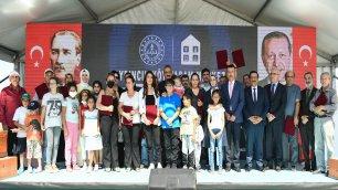 MINISTER ÖZER DISTRIBUTED CERTIFICATES TO THOSE WHO GRADUATED FROM VILLAGE PUBLIC CENTER COURSES
